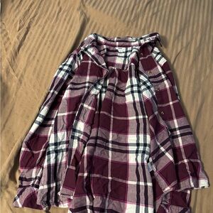 Sonoma Red Midi A-Line Skirt with Tie Front and High-Low Style XL